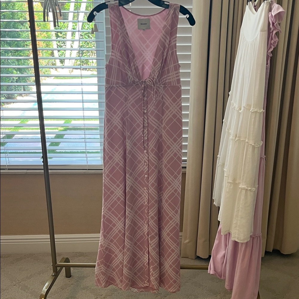 Reformation Pink Plaid Maxi Dress